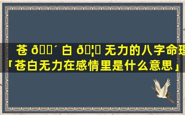 苍 🐴 白 🦄 无力的八字命理「苍白无力在感情里是什么意思」